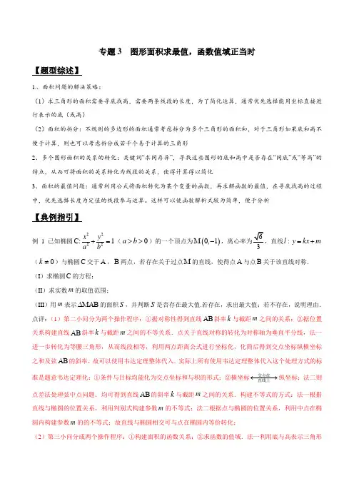 专题3.3 图形面积求最值,函数值域正当时-玩转压轴题,突破140分之高三数学解答题高端精品(201