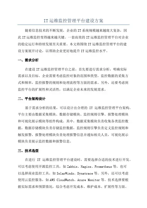 IT运维监控管理平台建设方案