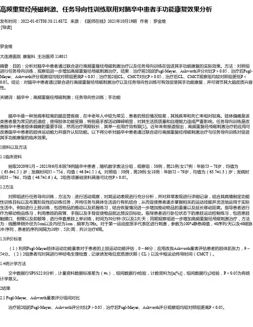 高频重复经颅磁刺激、任务导向性训练联用对脑卒中患者手功能康复效果分析