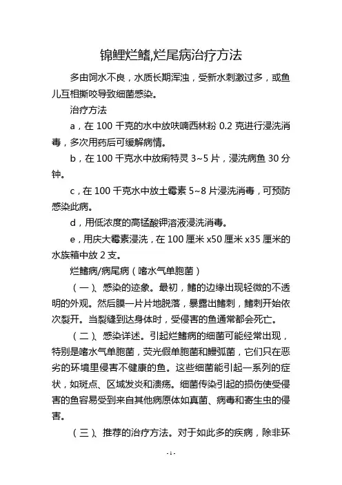 锦鲤烂鳍,烂尾病治疗方法