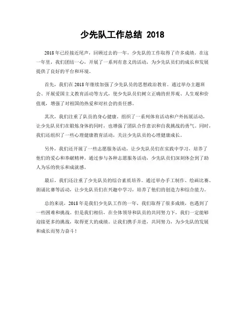 少先队工作总结 2018