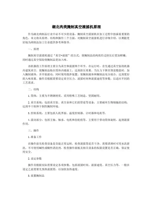 湖北肉类腌制真空滚揉机原理