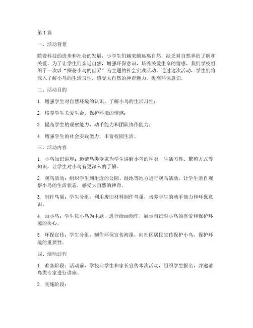 小学社会实践活动小鸟(3篇)
