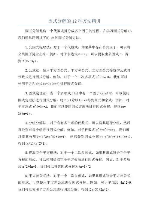 因式分解的12种方法精讲