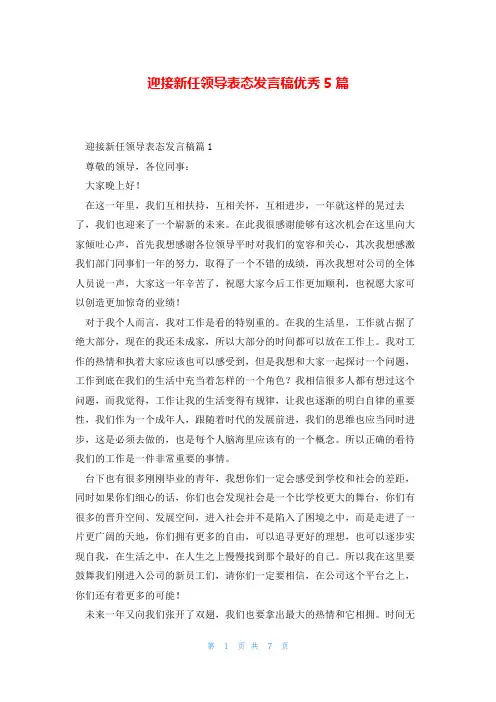 迎接新任领导表态发言稿优秀5篇
