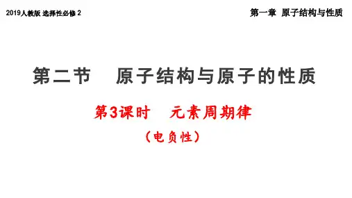 元素周期律(电负性)课件-高二化学人教版(2019)选择性必修2