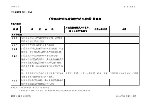 CNAS新版审核表2018(可编辑修改word版)