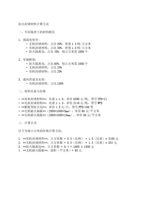 防火堵材料计算公式