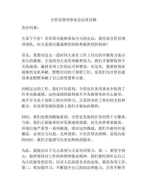 分管县领导参加会议讲话稿