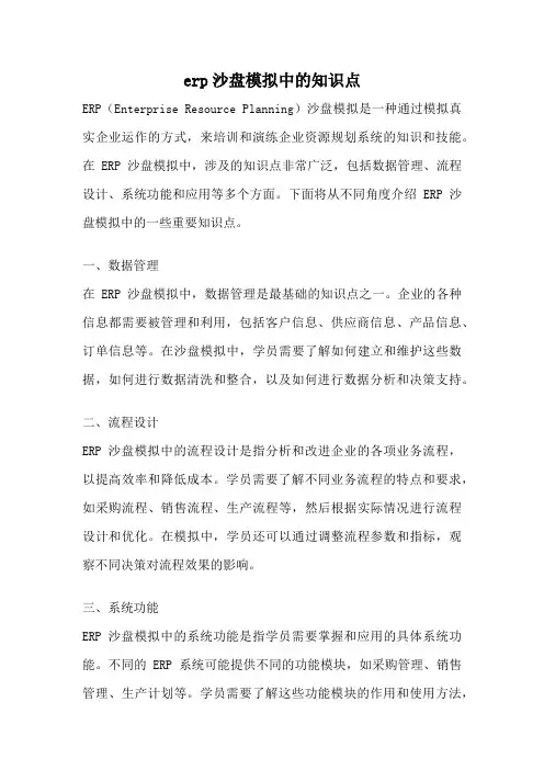 erp沙盘模拟中的知识点