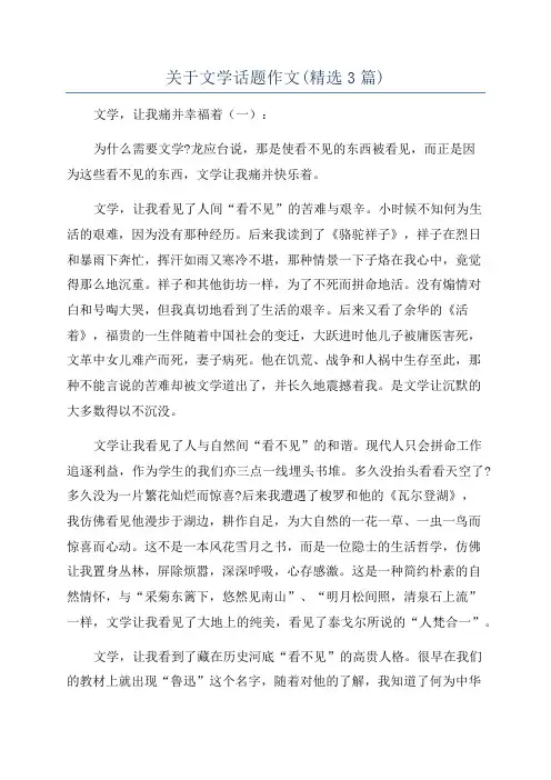 关于文学话题作文(精选3篇)