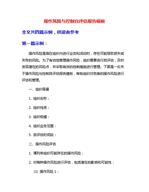 操作风险与控制自评估报告模板