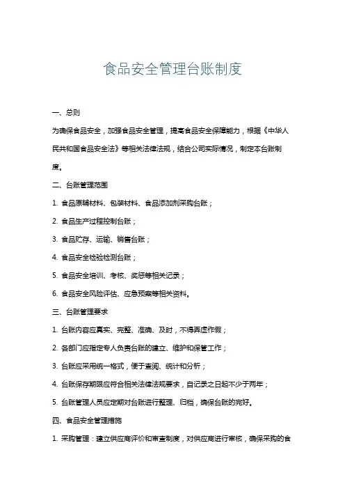 食品安全管理台账制度
