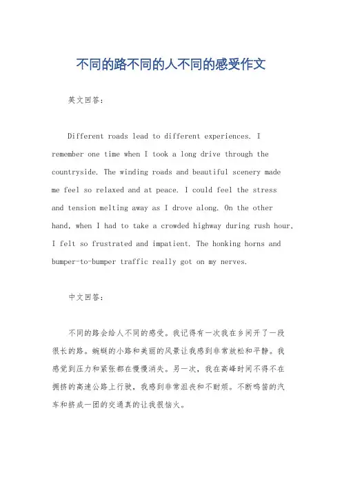 不同的路不同的人不同的感受作文