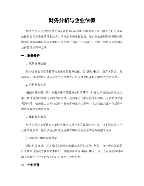 财务分析与企业估值