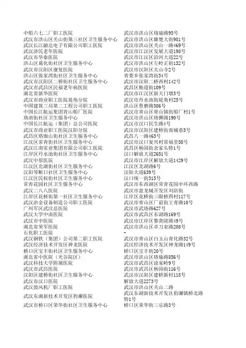 武汉市医保定点医院