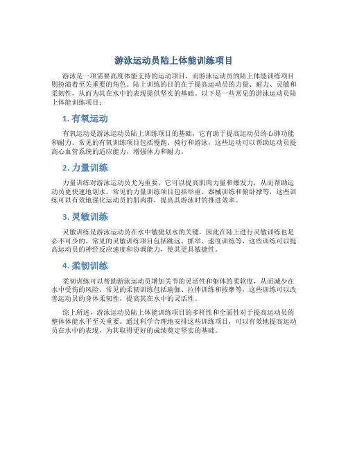 游泳运动员陆上体能训练项目
