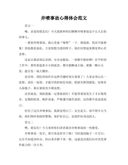 井喷事故心得体会范文