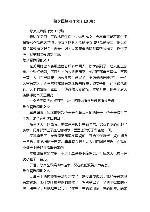 除夕真热闹作文（13篇）