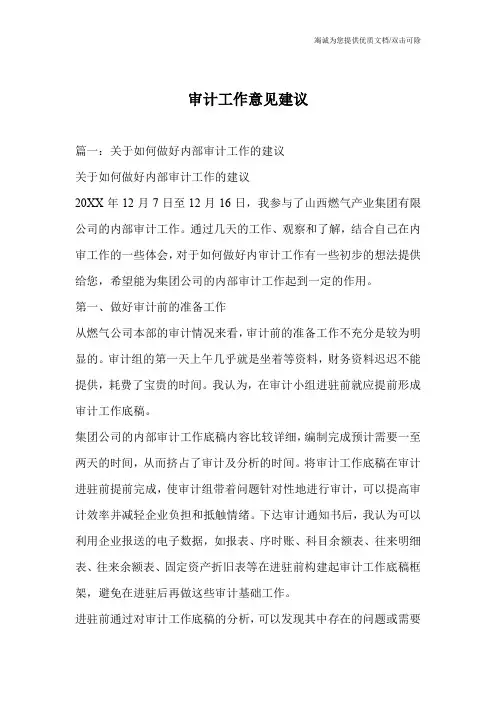 审计工作意见建议