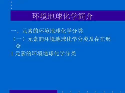 理学环境地球化学简介