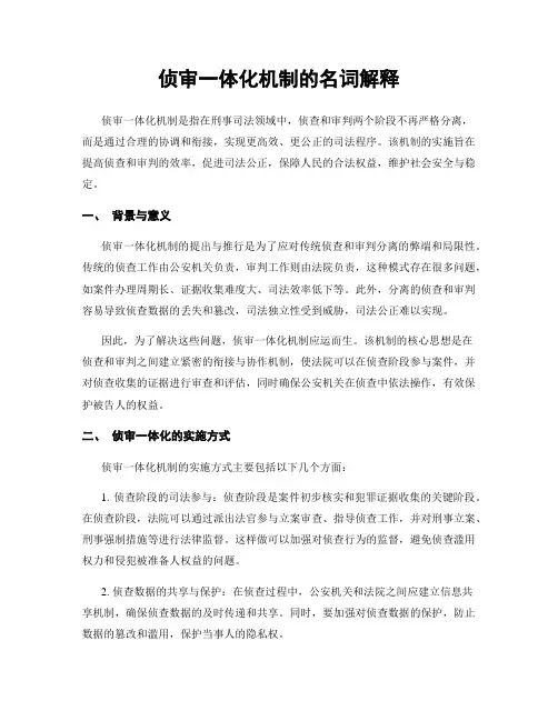 侦审一体化机制的名词解释