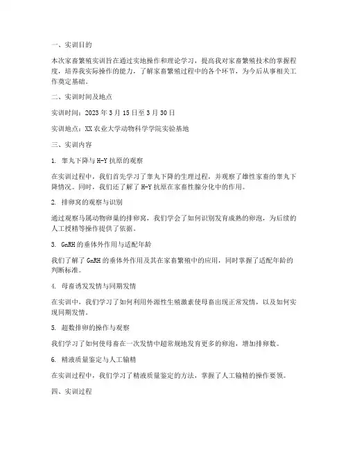 家畜繁殖实训报告