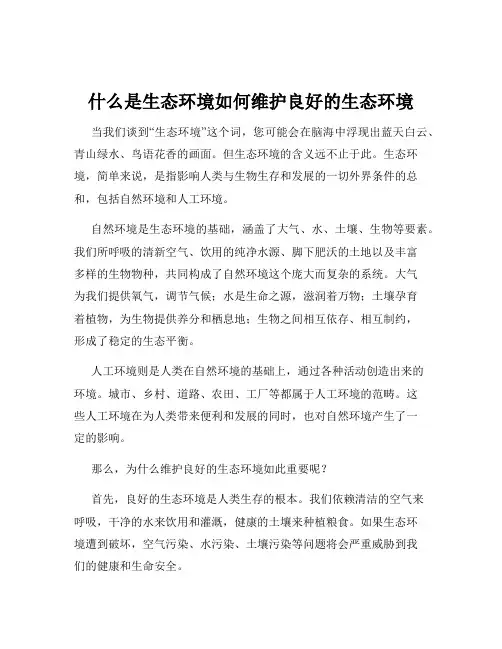 什么是生态环境如何维护良好的生态环境