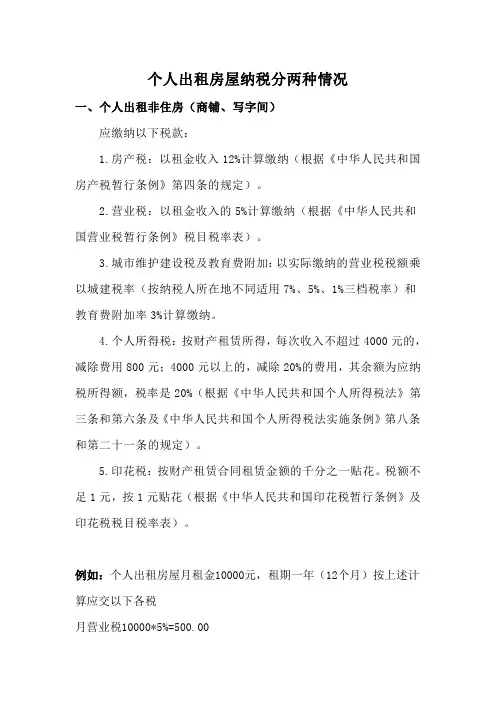 个人出租房屋纳税方法