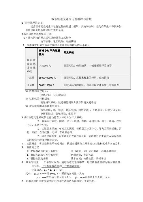 城市轨道交通的运营组织与管理