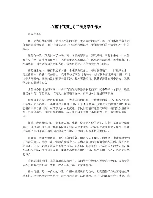 在雨中飞翔_初三优秀学生作文
