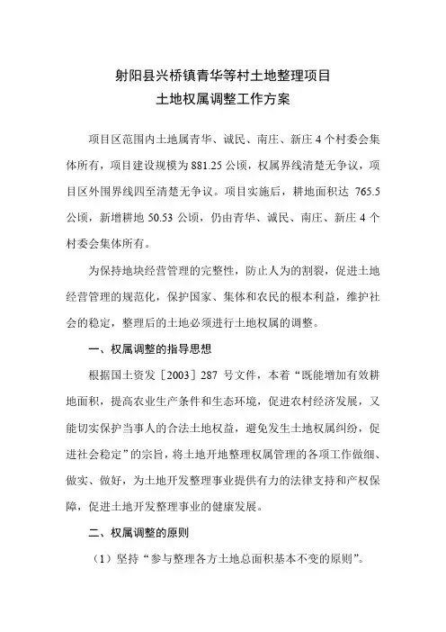 土地权属调整工作方案