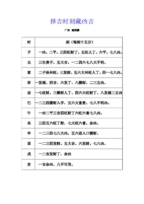 择吉时刻藏凶吉
