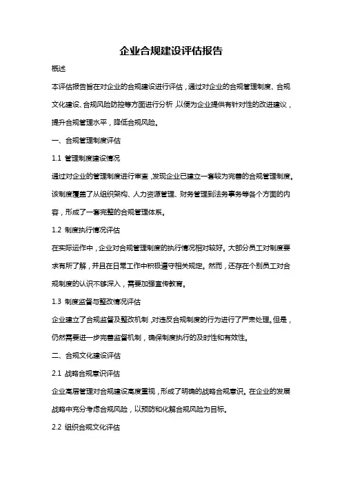 企业合规建设评估报告