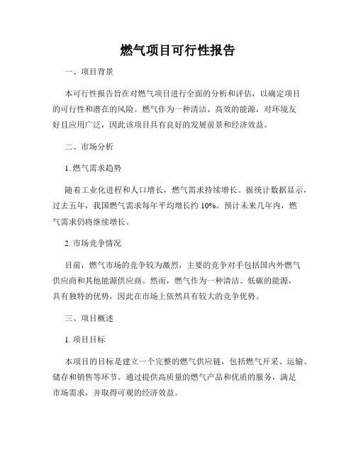燃气项目可行性报告