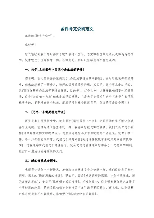 函件补充说明范文