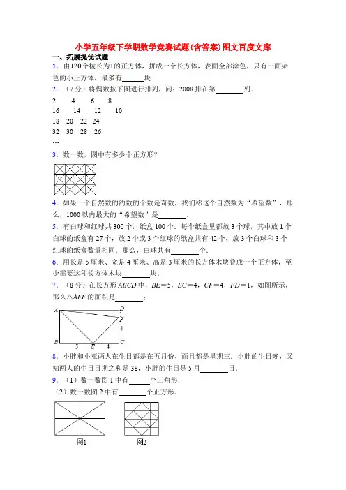 小学五年级下学期数学竞赛试题(含答案)图文百度文库