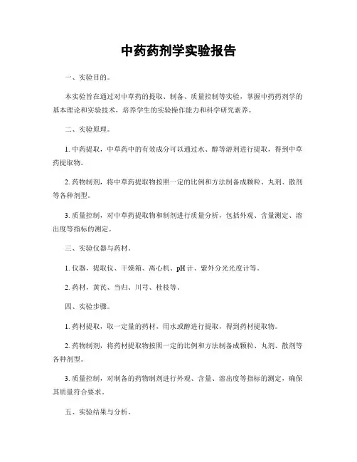 中药药剂学实验报告
