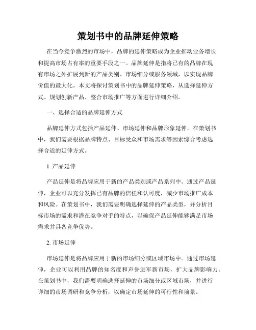 策划书中的品牌延伸策略