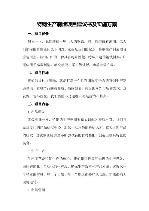 特钢生产制造项目建议书及实施方案