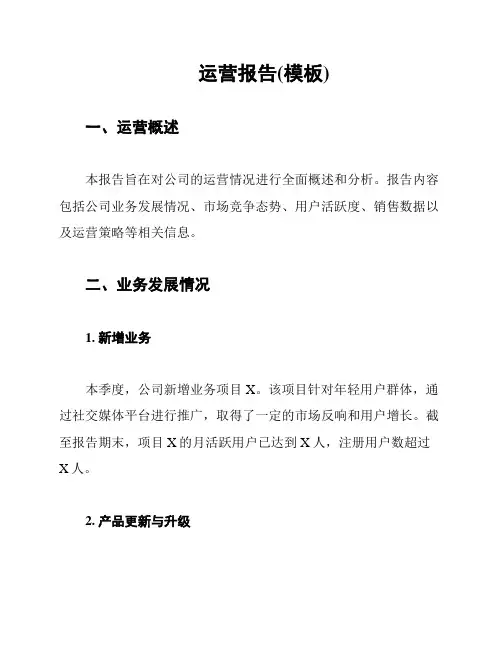 运营报告(模板)