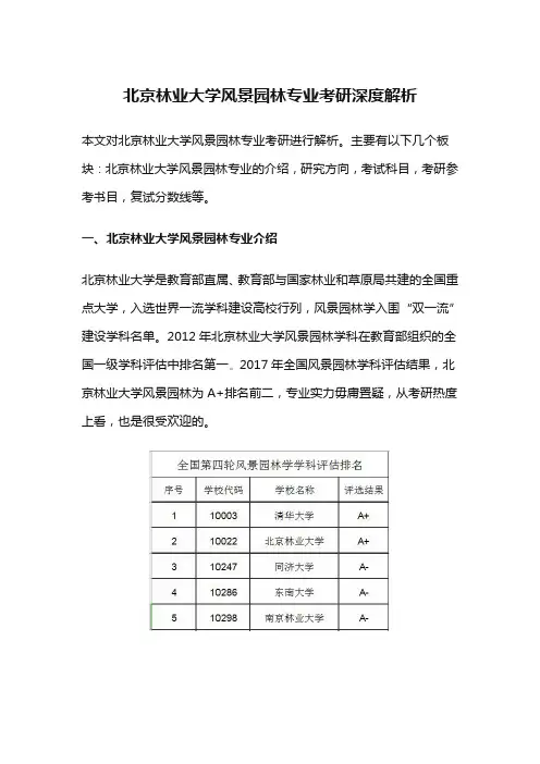 2021北京林业大学风景园林专业考研深度解析