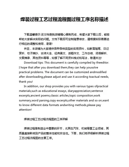 焊装过程工艺过程流程图过程工序名称描述