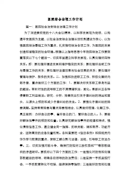 新编整理医院综合治理工作计划