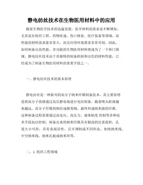 静电纺丝技术在生物医用材料中的应用
