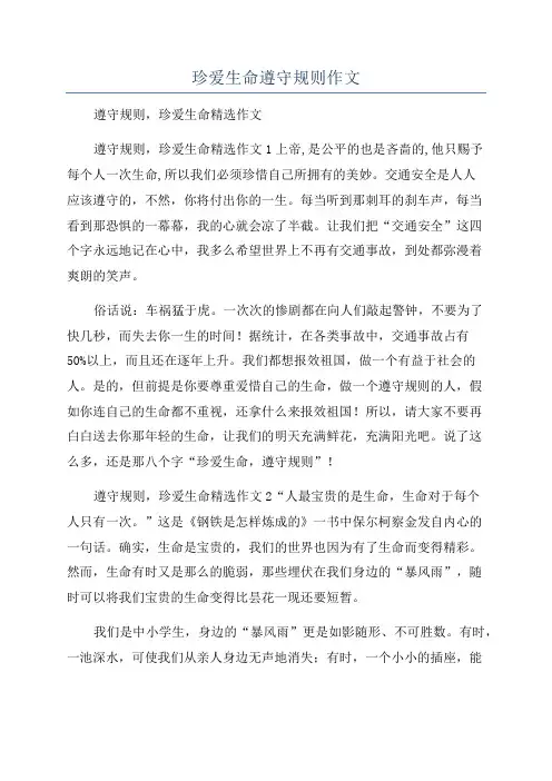 珍爱生命遵守规则作文