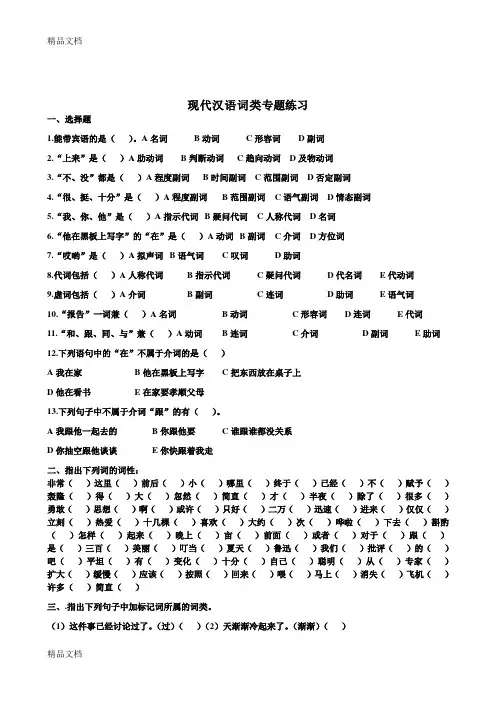 现代汉语词性及专题训练、答案上课讲义