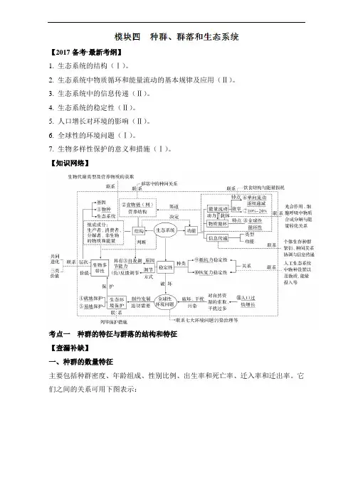 专题3-4 种群、群落和生态系统-2017年全国高考生物考