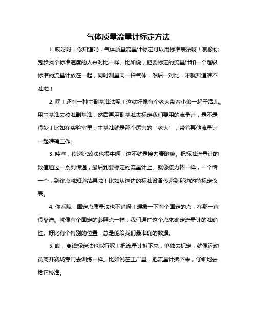 气体质量流量计标定方法