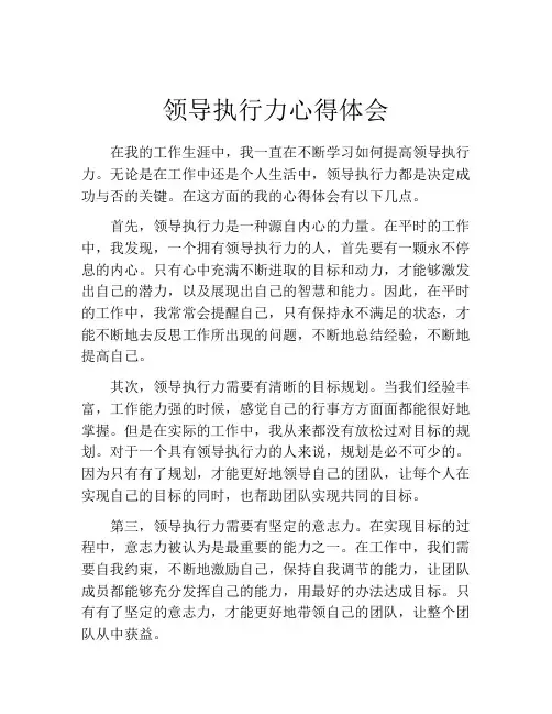 领导执行力心得体会